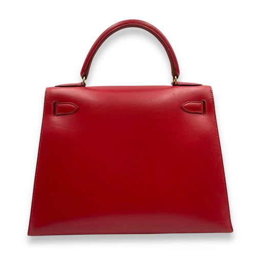 Sellier Kelly 28 Rouge Vif in Box Gold hardware