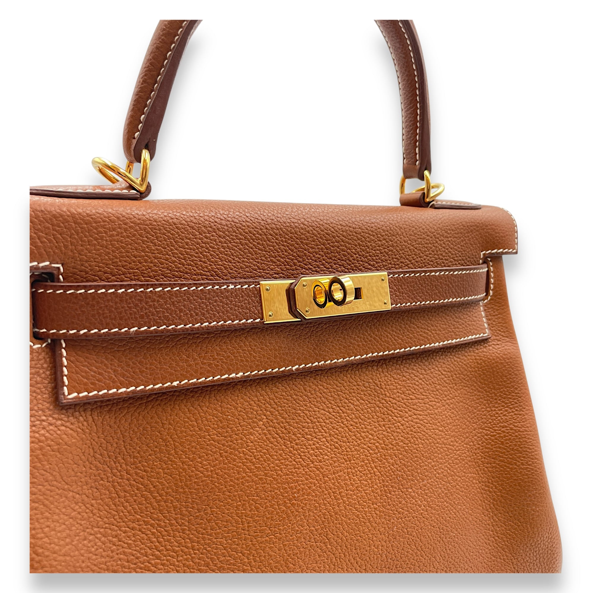 Kelly 28 Fauve in Barenia Faubourg, Gold hardware