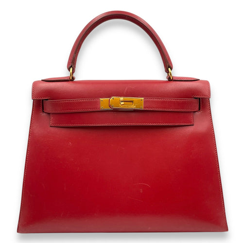Sellier Kelly 28 Rouge Vif in Box Gold hardware