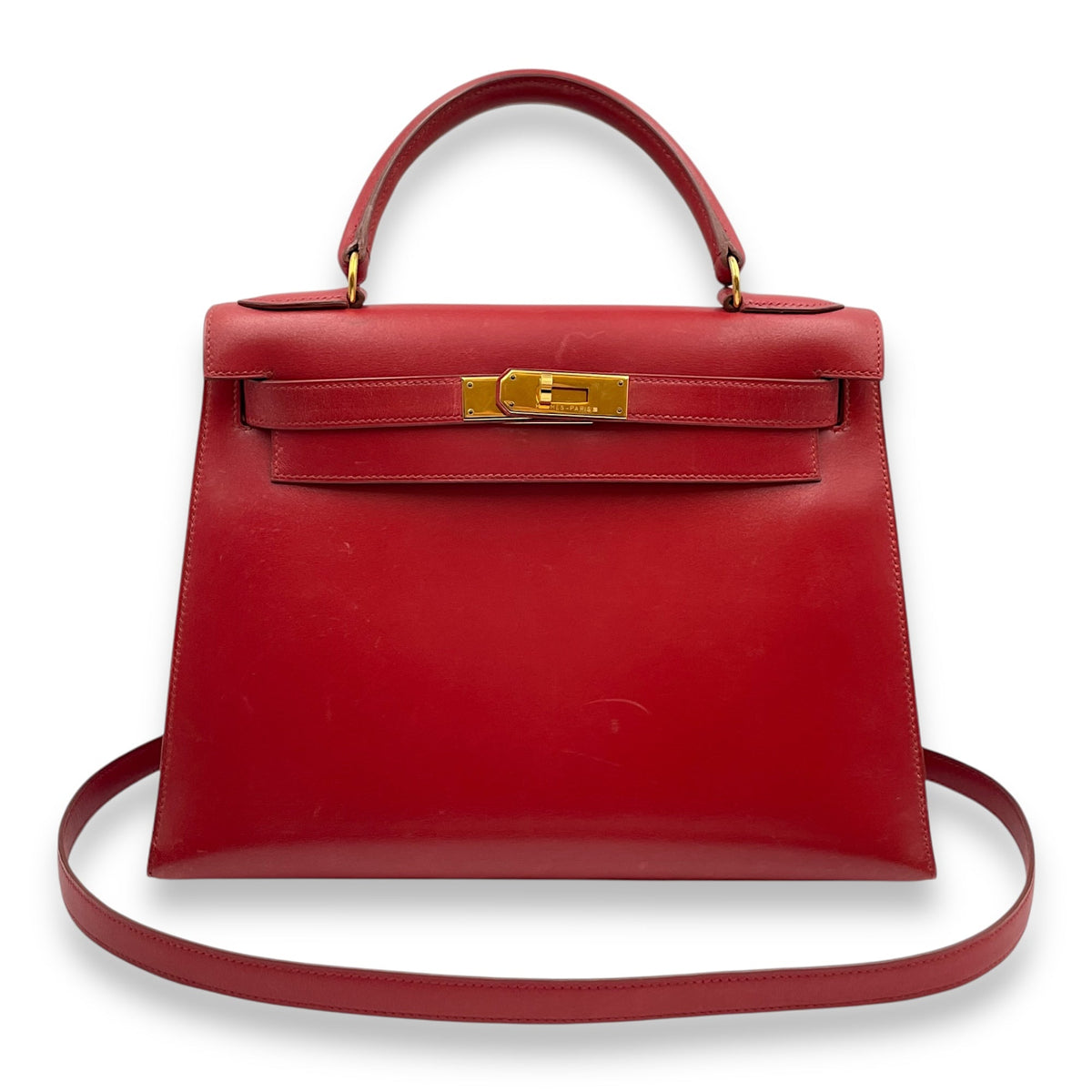 Sellier Kelly 28 Rouge Vif in Box Gold hardware