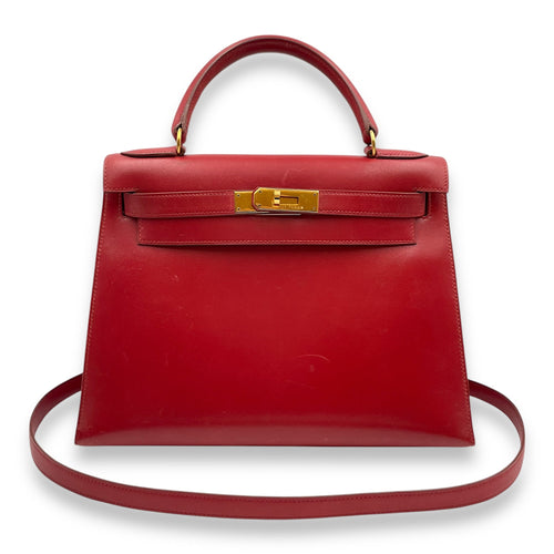 Sellier Kelly 28 Rouge Vif in Box Gold hardware