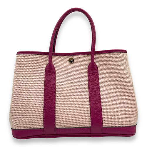 Garden Party 30 Rose Pourpre/Ecru-Rose Pourpre in Toile/Vache Country, Palladium hardware