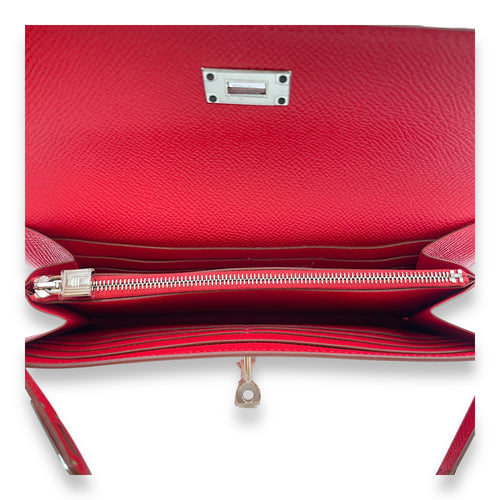 Kelly Bougainvillier Wallet in Epsom, Palladium hardware