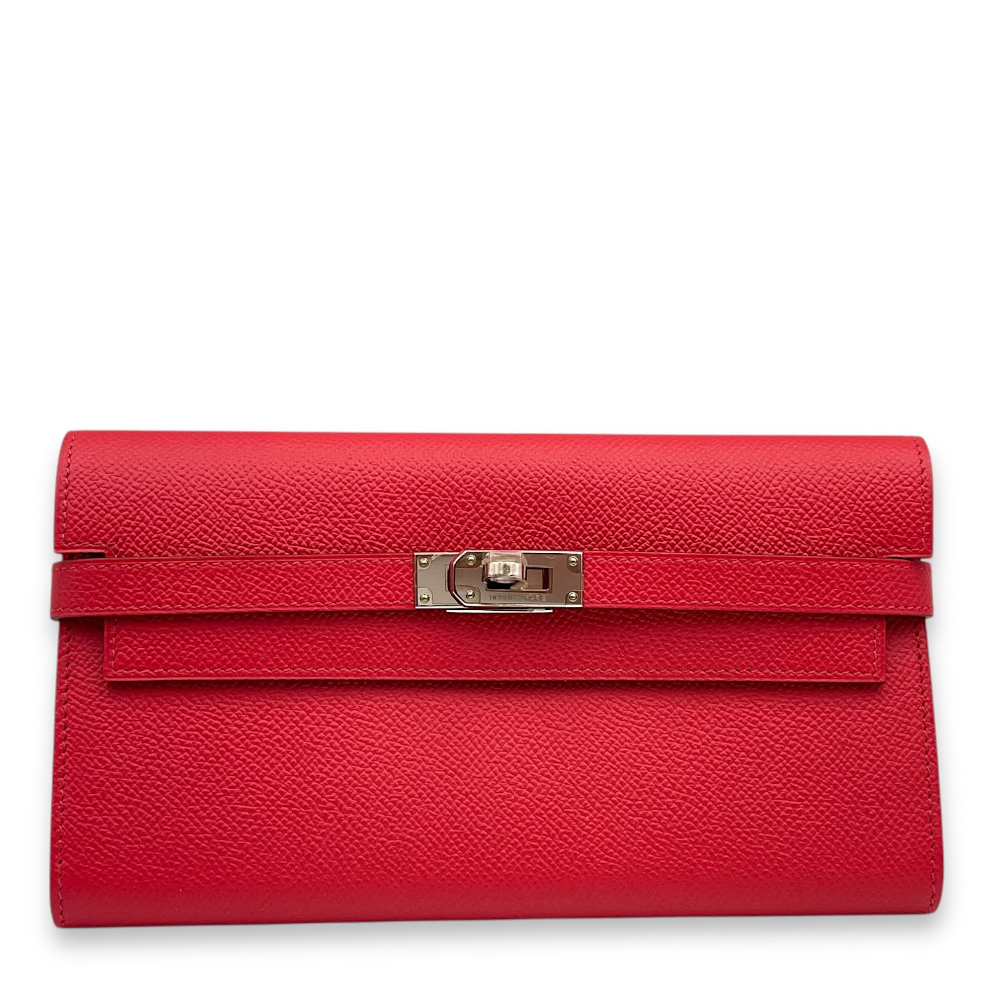 Kelly Bougainvillier Wallet in Epsom, Palladium hardware