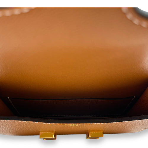 Constance Slim Toffee Wallet in Epsom, Gold hardware