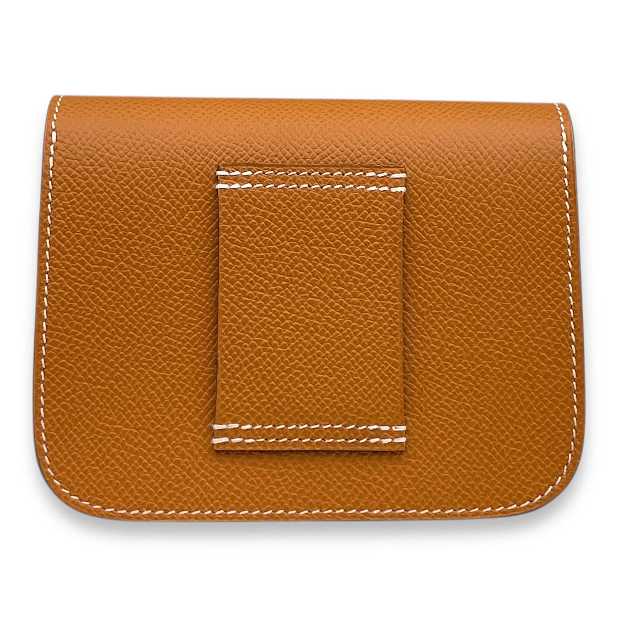 Constance Slim Toffee Wallet in Epsom, Gold hardware
