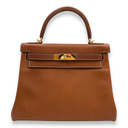 Kelly 28 Fauve in Barenia Faubourg, Gold hardware