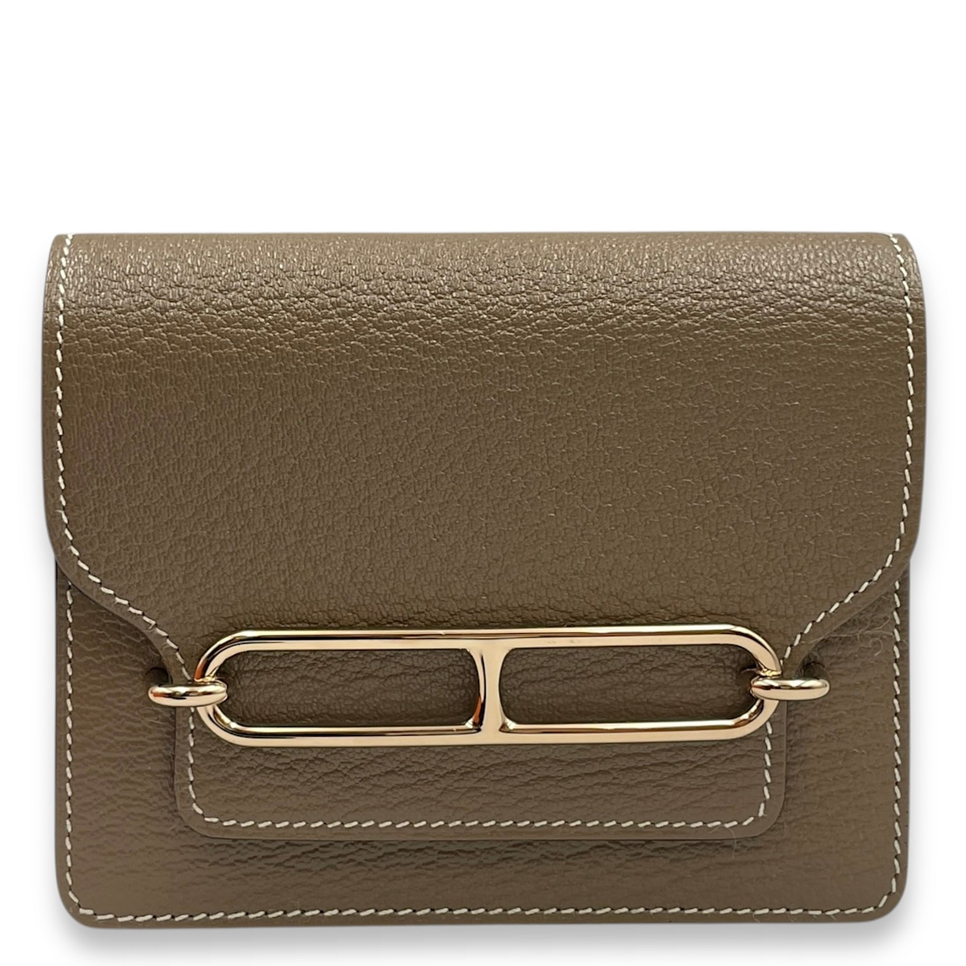 Roulis Slim Etoupe Wallet in Chevre Mysore, Permabrass hardware