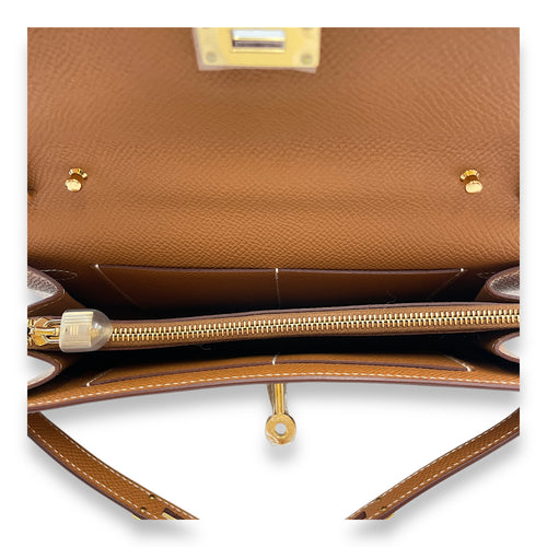 Kelly To Go Gold Crossbody Bag in Epsom, Gold hardware