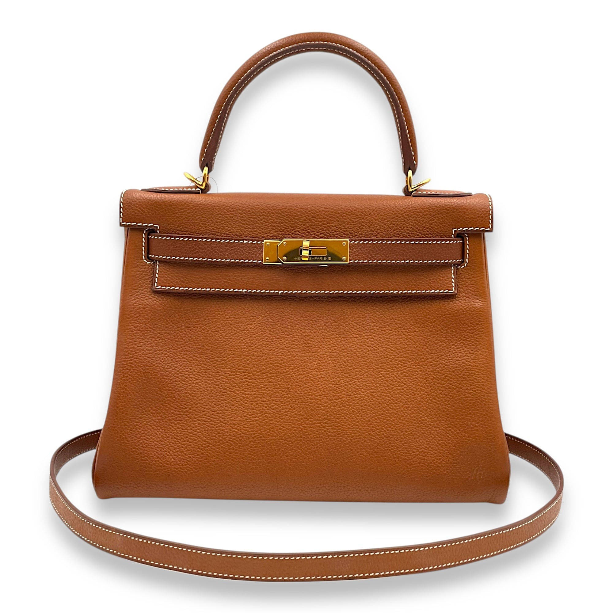 Kelly 28 Fauve in Barenia Faubourg, Gold hardware