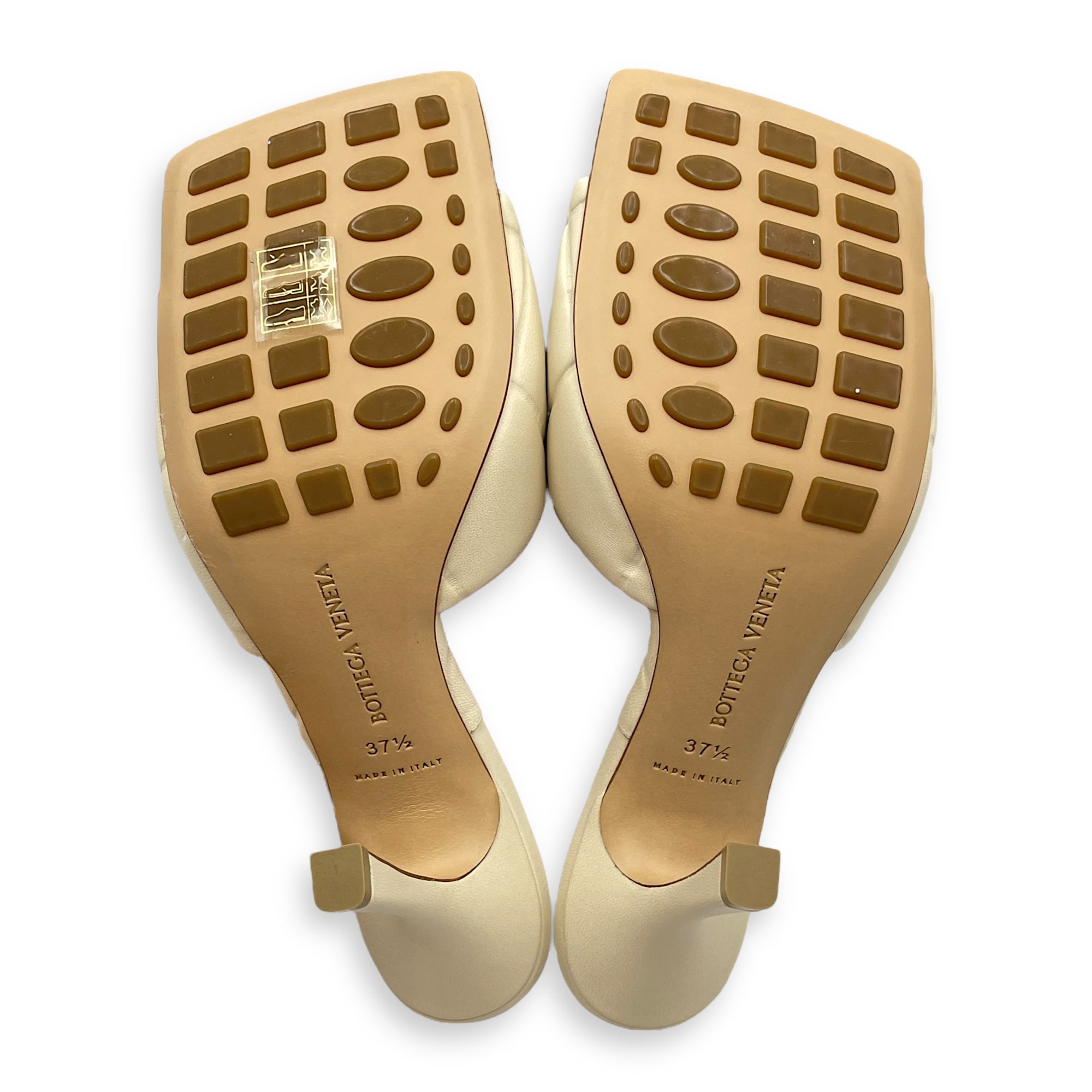 Lido Quilted Intrecciato 37.5 White Sandals in Nappa Leather