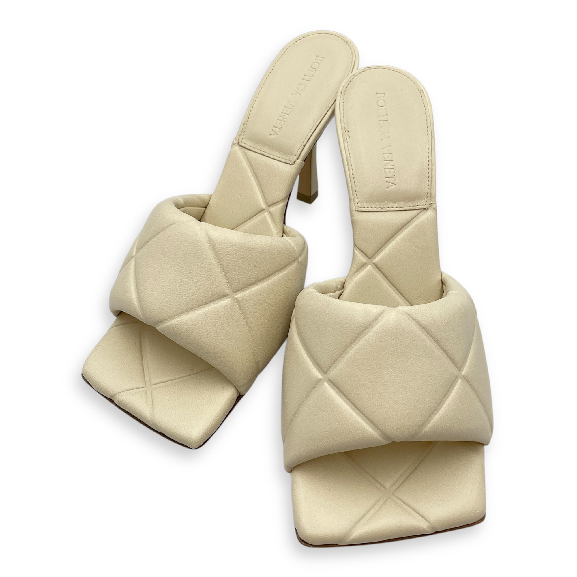 Lido Quilted Intrecciato 37.5 White Sandals in Nappa Leather