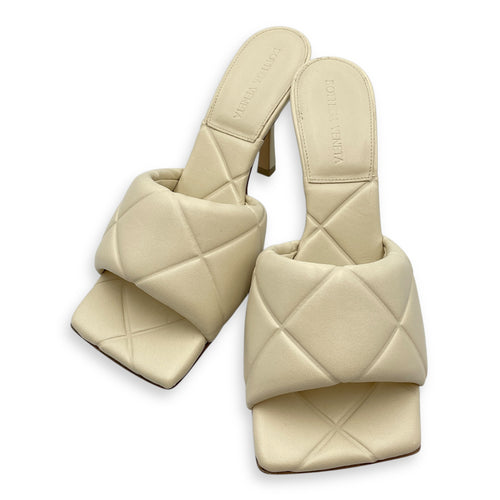 Lido Quilted Intrecciato 37.5 White Sandals in Nappa Leather
