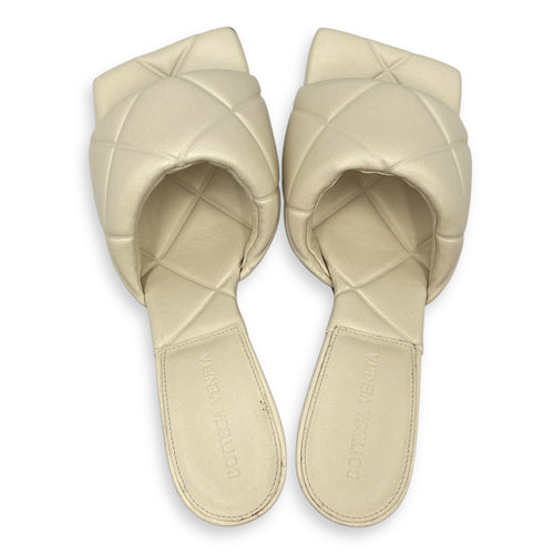 Lido Quilted Intrecciato 37.5 White Sandals in Nappa Leather