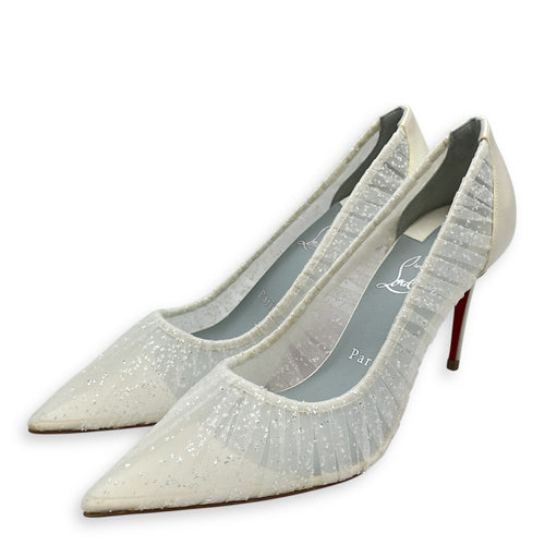 Kate Draperia 37.5 White Pumps in Satin, Crystals