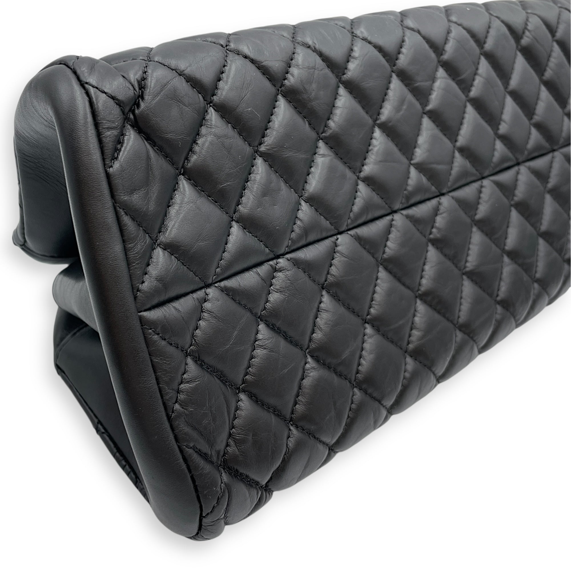Mademoiselle Black Bowling Bag in Lambskin, Gold hardware