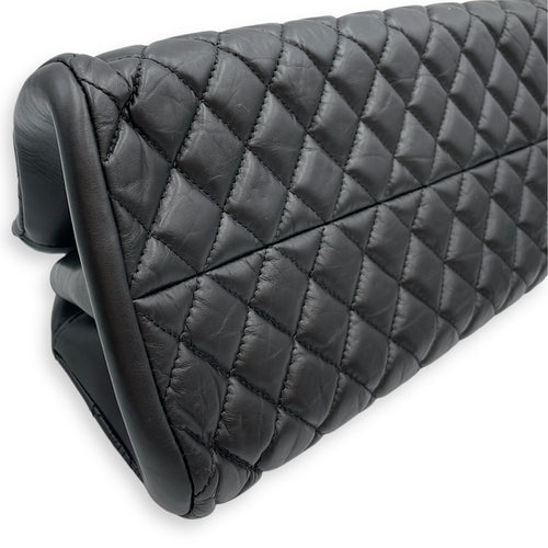 Mademoiselle Black Bowling Bag in Lambskin, Gold hardware