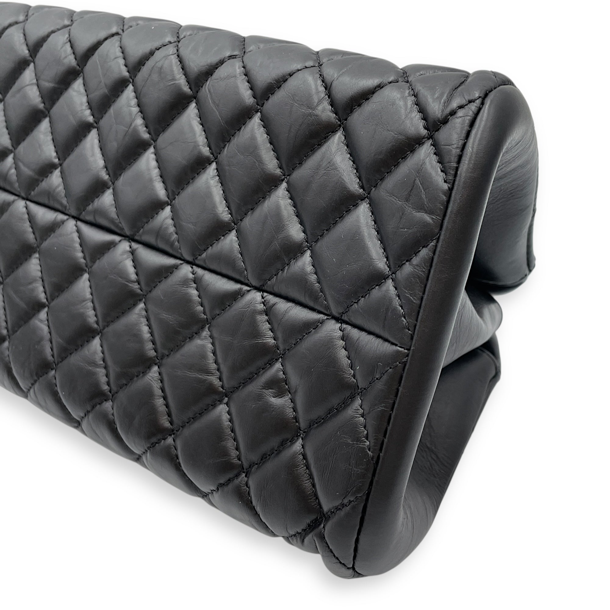 Mademoiselle Black Bowling Bag in Lambskin, Gold hardware