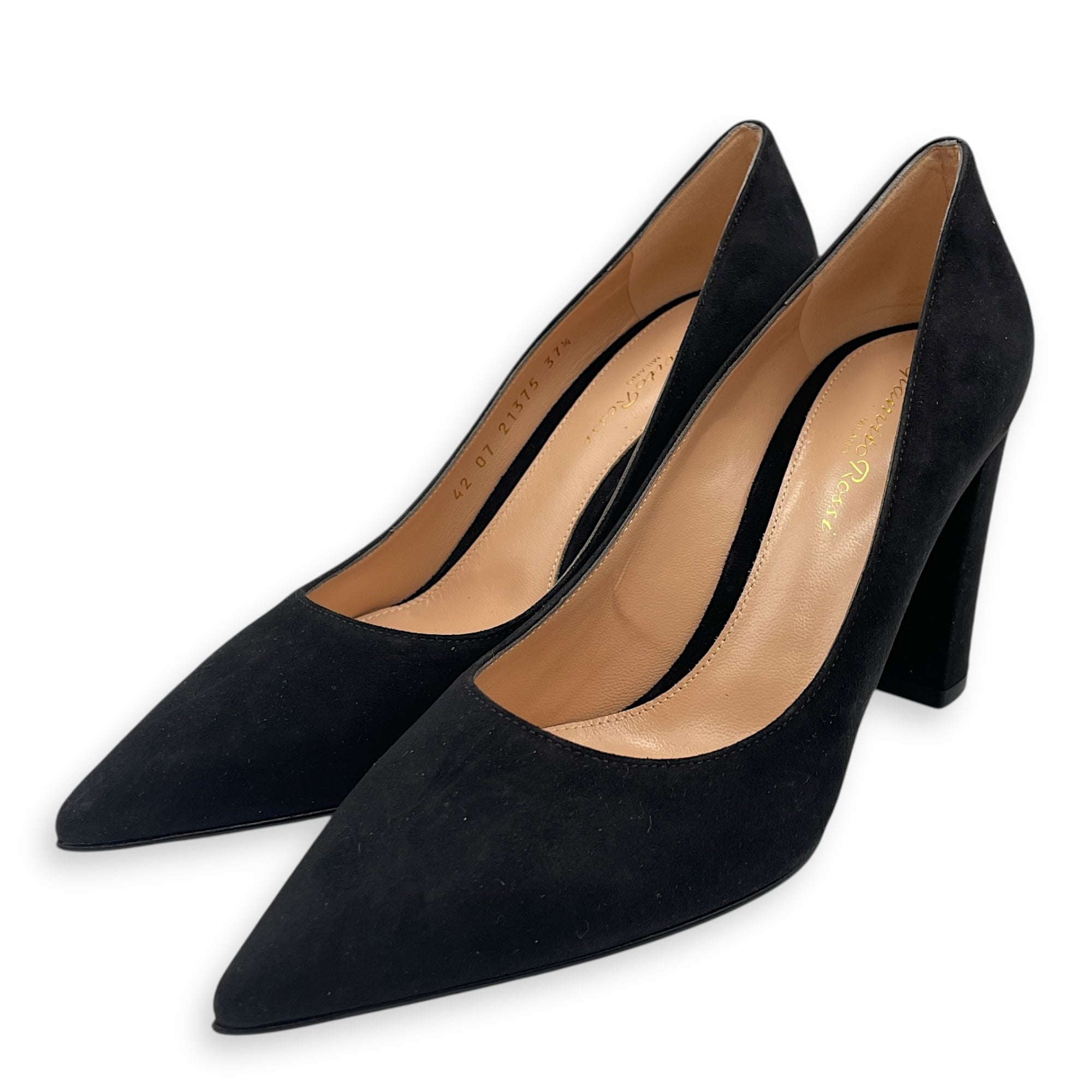 Piper 37.5 Black Pumps in Suede Leather