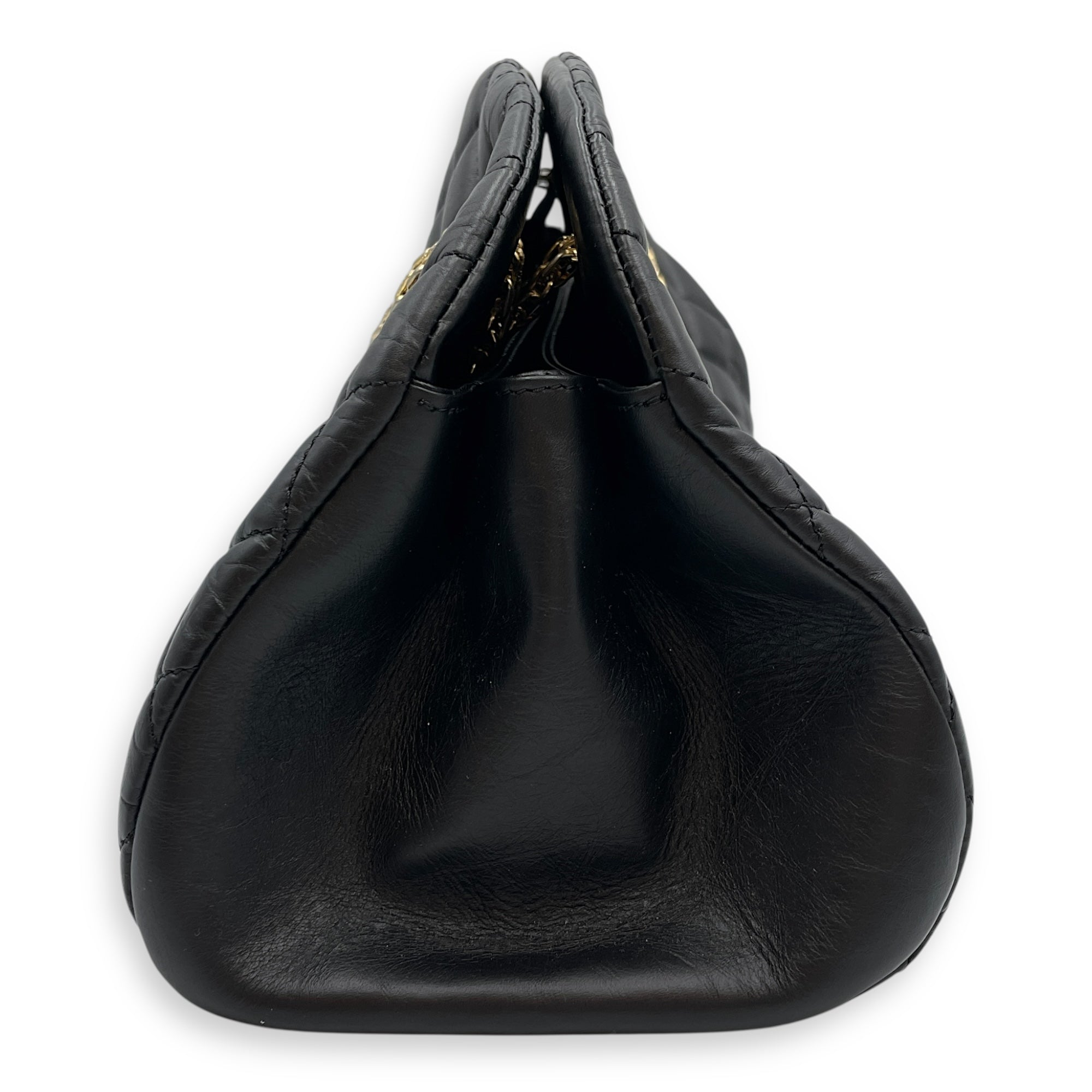 Mademoiselle Black Bowling Bag in Lambskin, Gold hardware