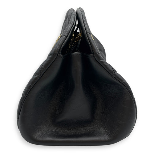 Mademoiselle Black Bowling Bag in Lambskin, Gold hardware