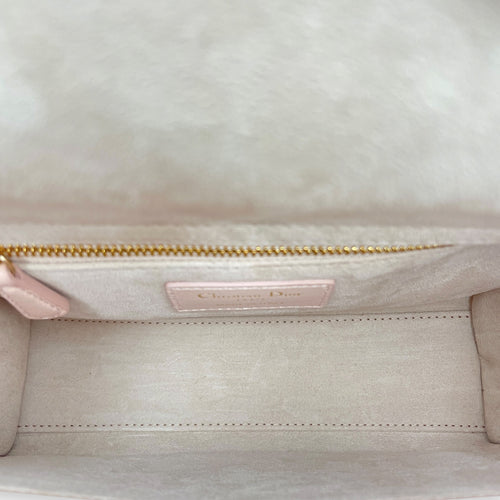 Lady Dior Cannage Small Sakura Pink Top Handle Bag in Lambskin, Gold hardware