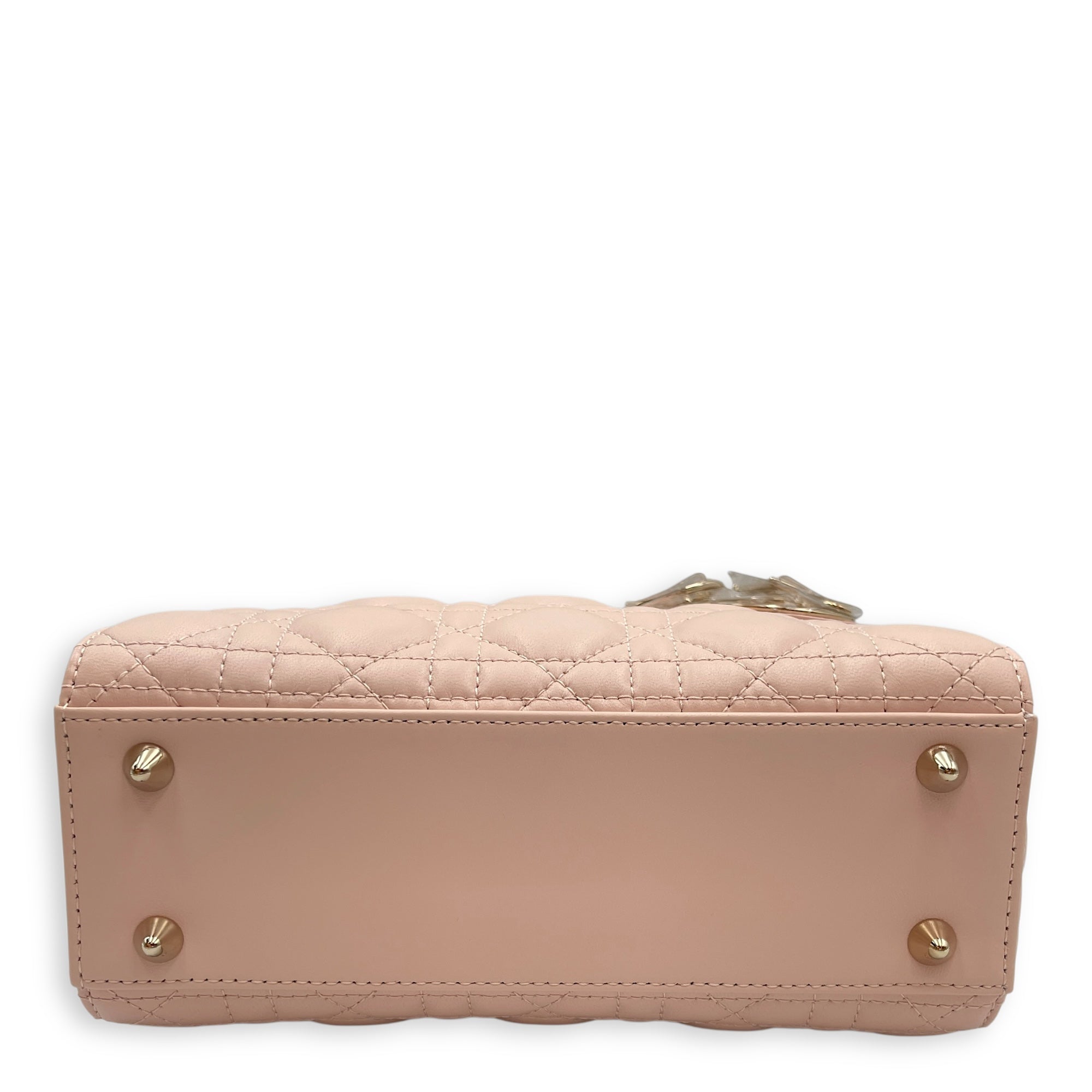 Lady Dior Cannage Small Sakura Pink Top Handle Bag in Lambskin, Gold hardware