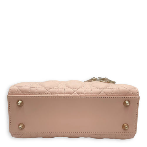 Lady Dior Cannage Small Sakura Pink Top Handle Bag in Lambskin, Gold hardware