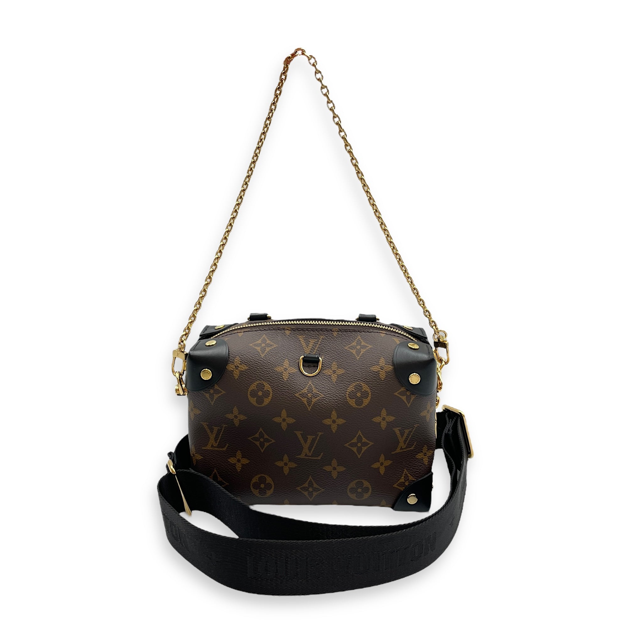 Malle Souple Petite Monogram Shoulder Bag in Canvas, Gold hardware