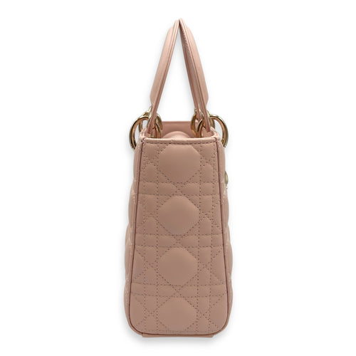 Lady Dior Cannage Small Sakura Pink Top Handle Bag in Lambskin, Gold hardware