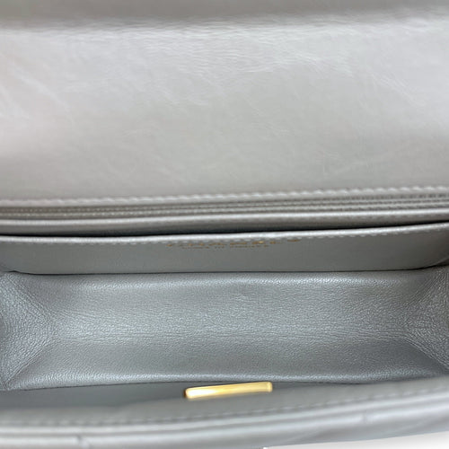 Chevron 22.55 Reissue  Mini Metallic Grey  Crossbody Bag in Lambskin Gold hardware CL2508-15022 6