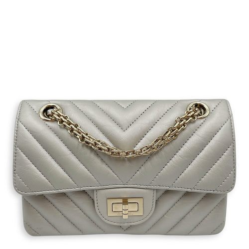Chevron 22.55 Reissue  Mini Metallic Grey  Crossbody Bag in Lambskin Gold hardware CL2508-15022 1