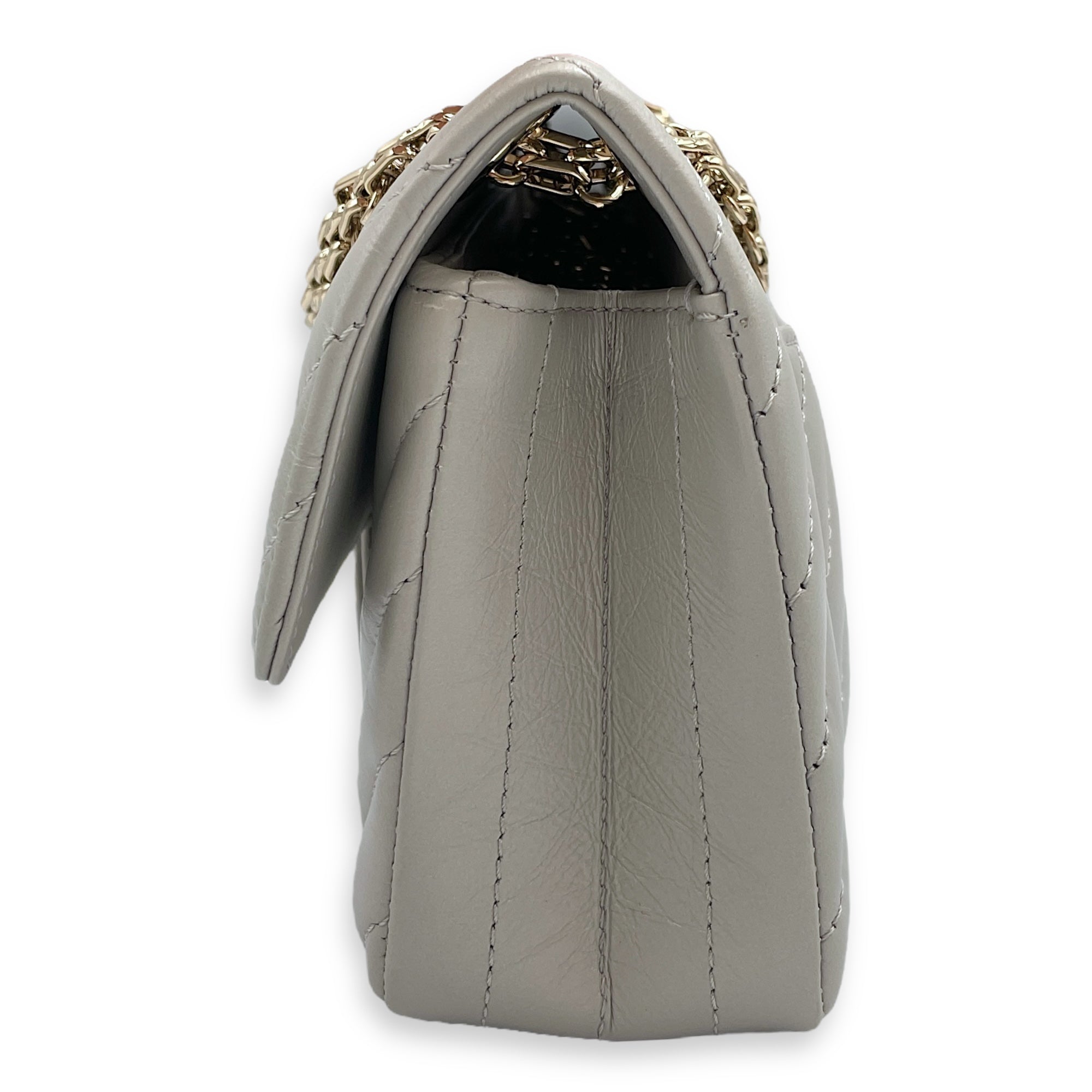 Chevron 22.55 Reissue  Mini Metallic Grey  Crossbody Bag in Lambskin Gold hardware CL2508-15022 4