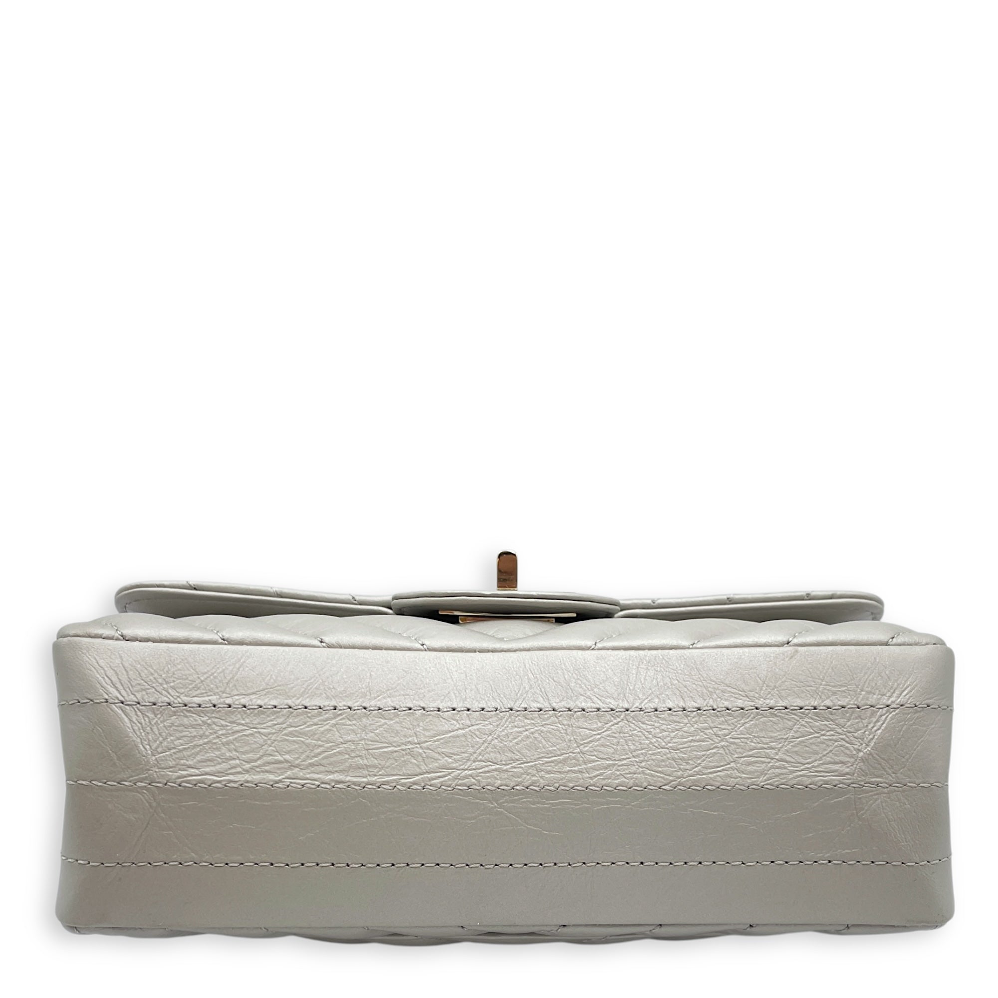 Chevron 22.55 Reissue  Mini Metallic Grey  Crossbody Bag in Lambskin Gold hardware CL2508-15022 5