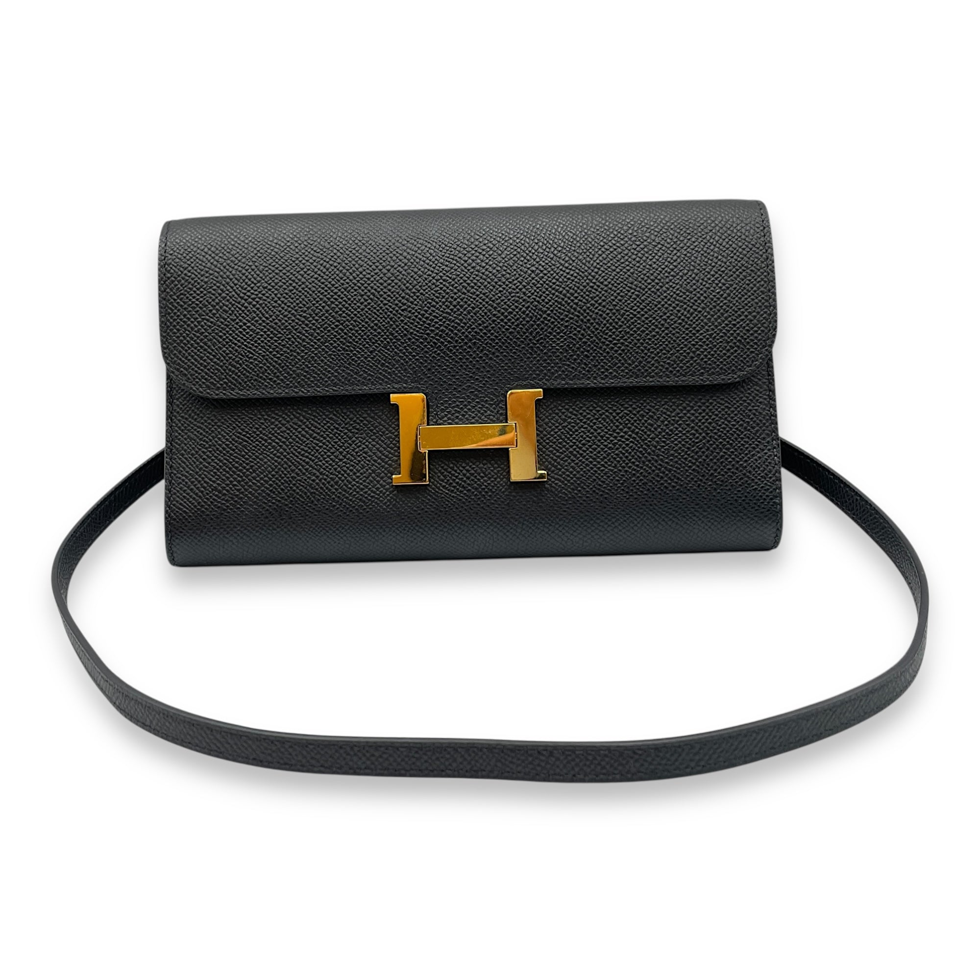 Constance To Go Black Crossbody Bag in Epsom, Gold hardware