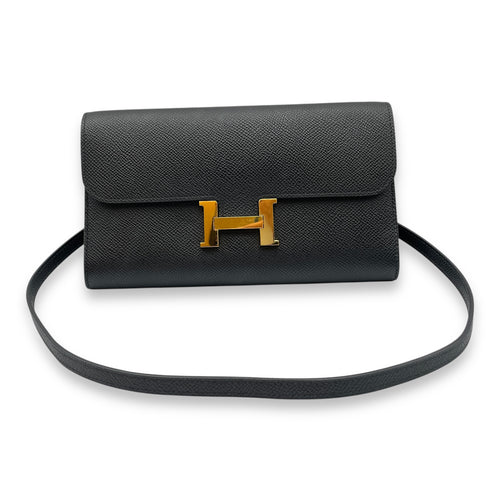 Constance To Go Black Crossbody Bag in Epsom, Gold hardware