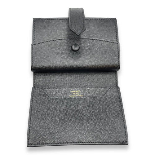 Bearn Mini Black Wallet in Madame, Gold hardware