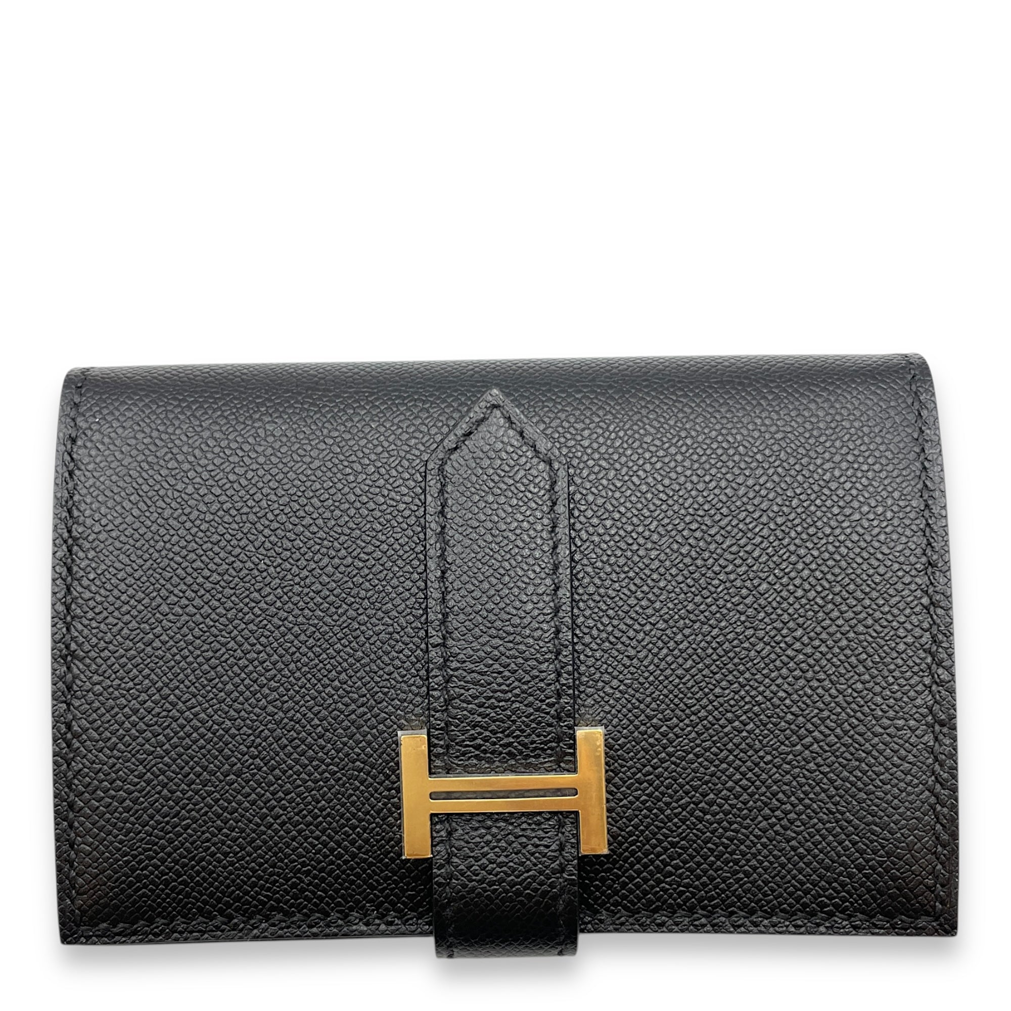 Bearn Mini Black Wallet in Madame, Gold hardware