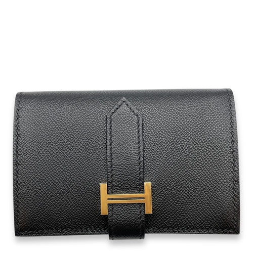 Bearn Mini Black Wallet in Madame, Gold hardware