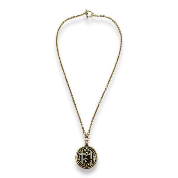 Medaille Quadrige Small Model Black Necklace, Gold hardware