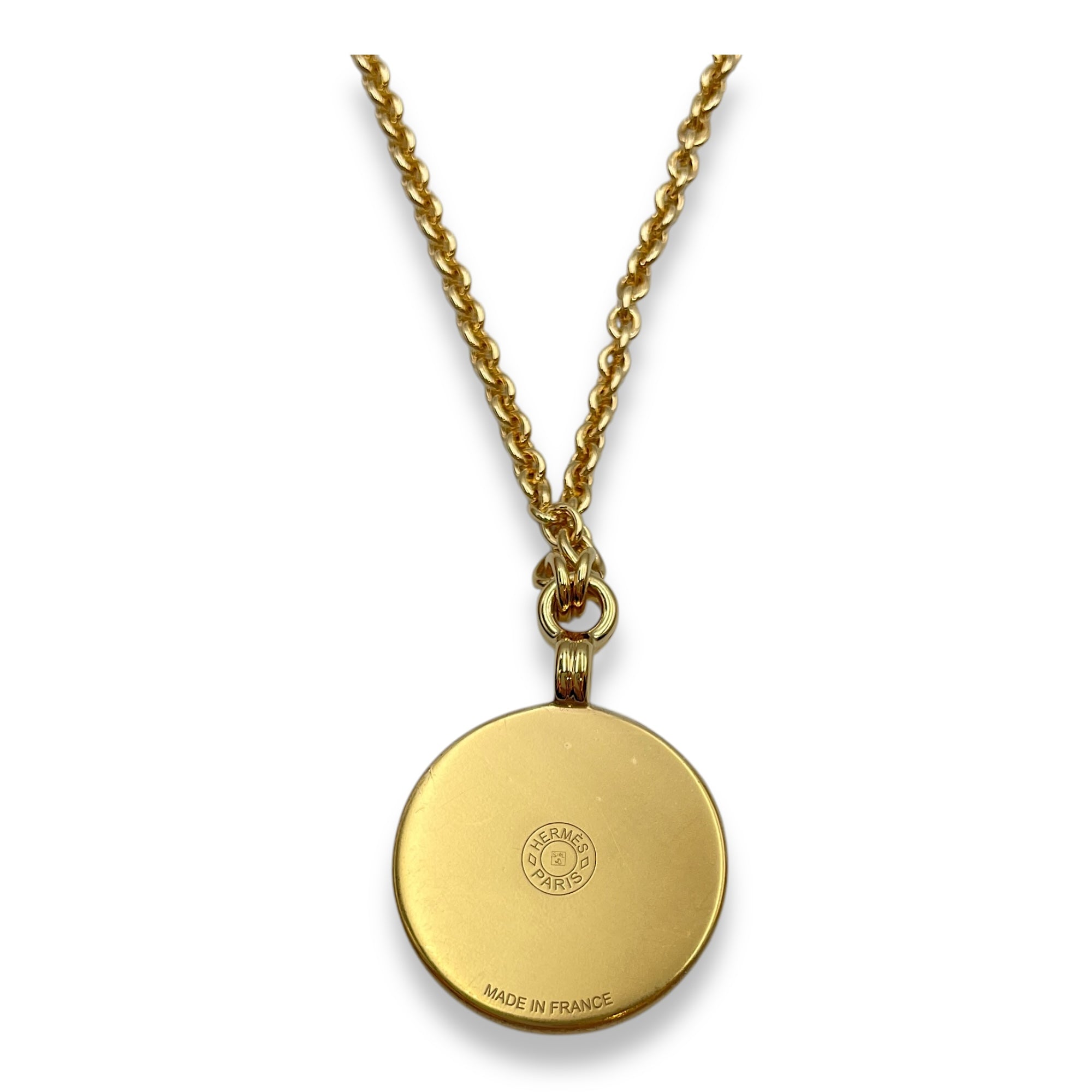 Medaille Quadrige Small Model Black Necklace, Gold hardware