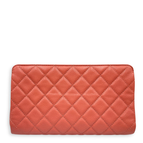 Quilted Timeless CC Pink Clutch in Caviar Leather, Silver hardware