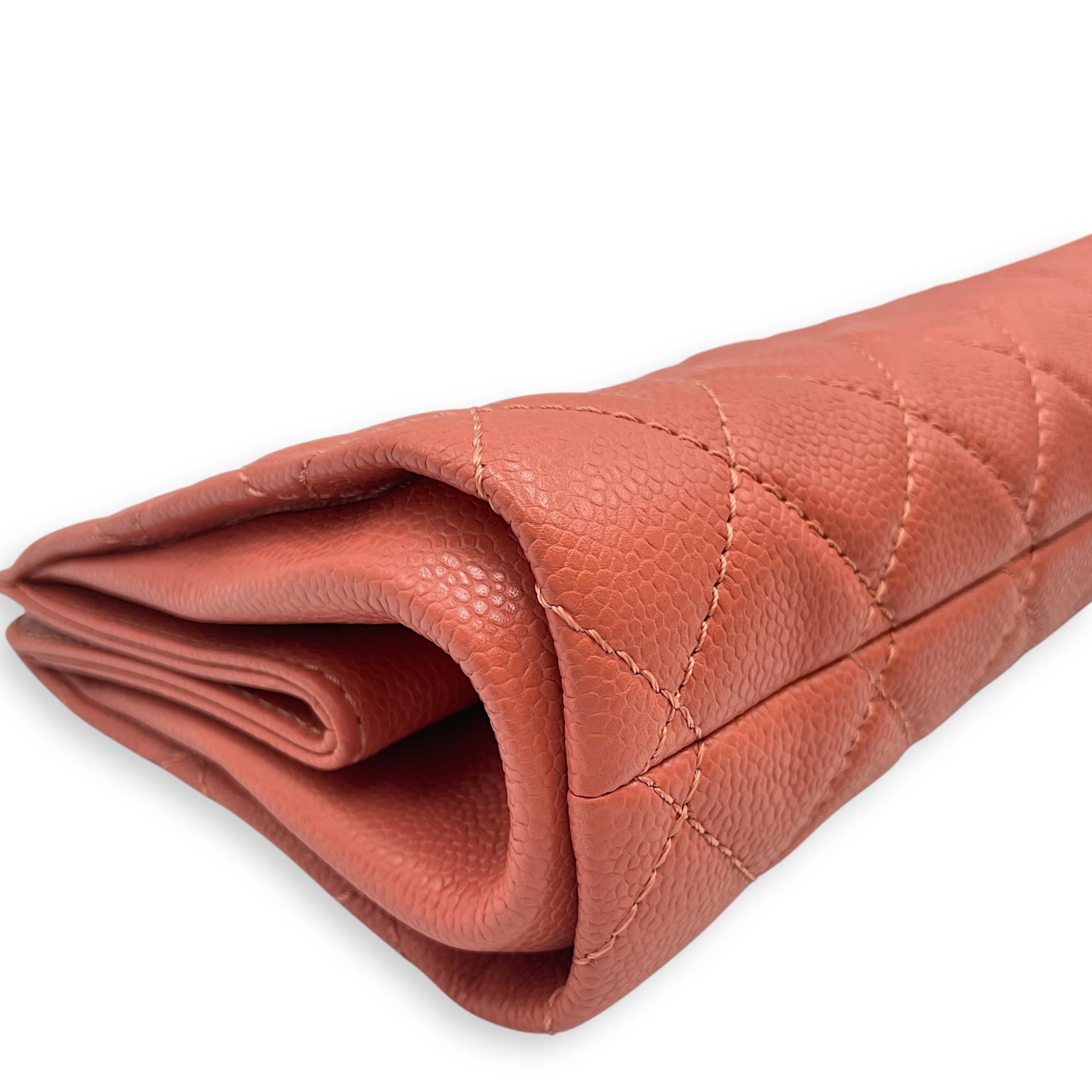 Quilted Timeless CC Pink Clutch in Caviar Leather, Silver hardware