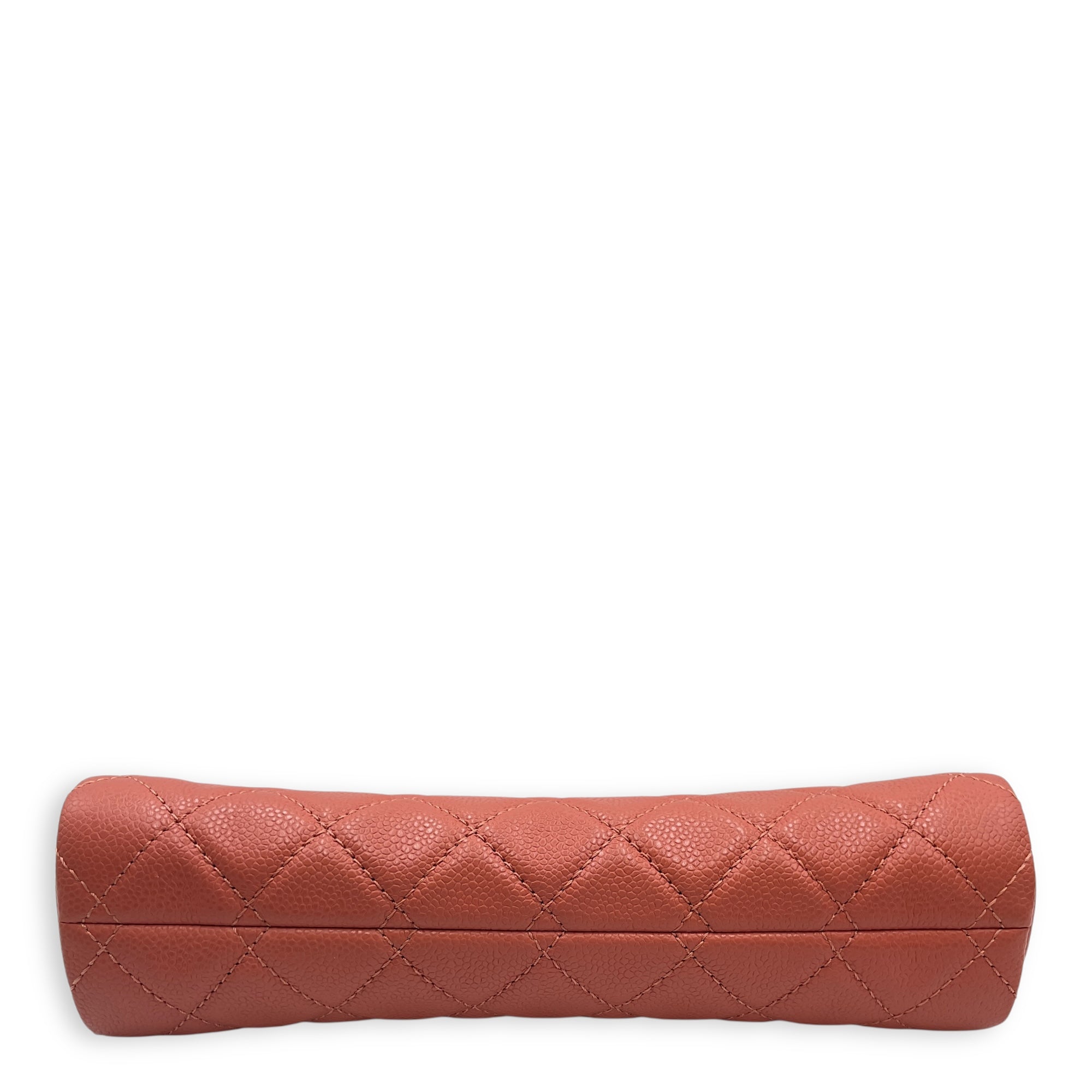 Quilted Timeless CC Pink Clutch in Caviar Leather, Silver hardware