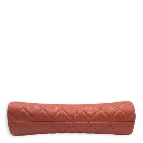 Quilted Timeless CC Pink Clutch in Caviar Leather, Silver hardware