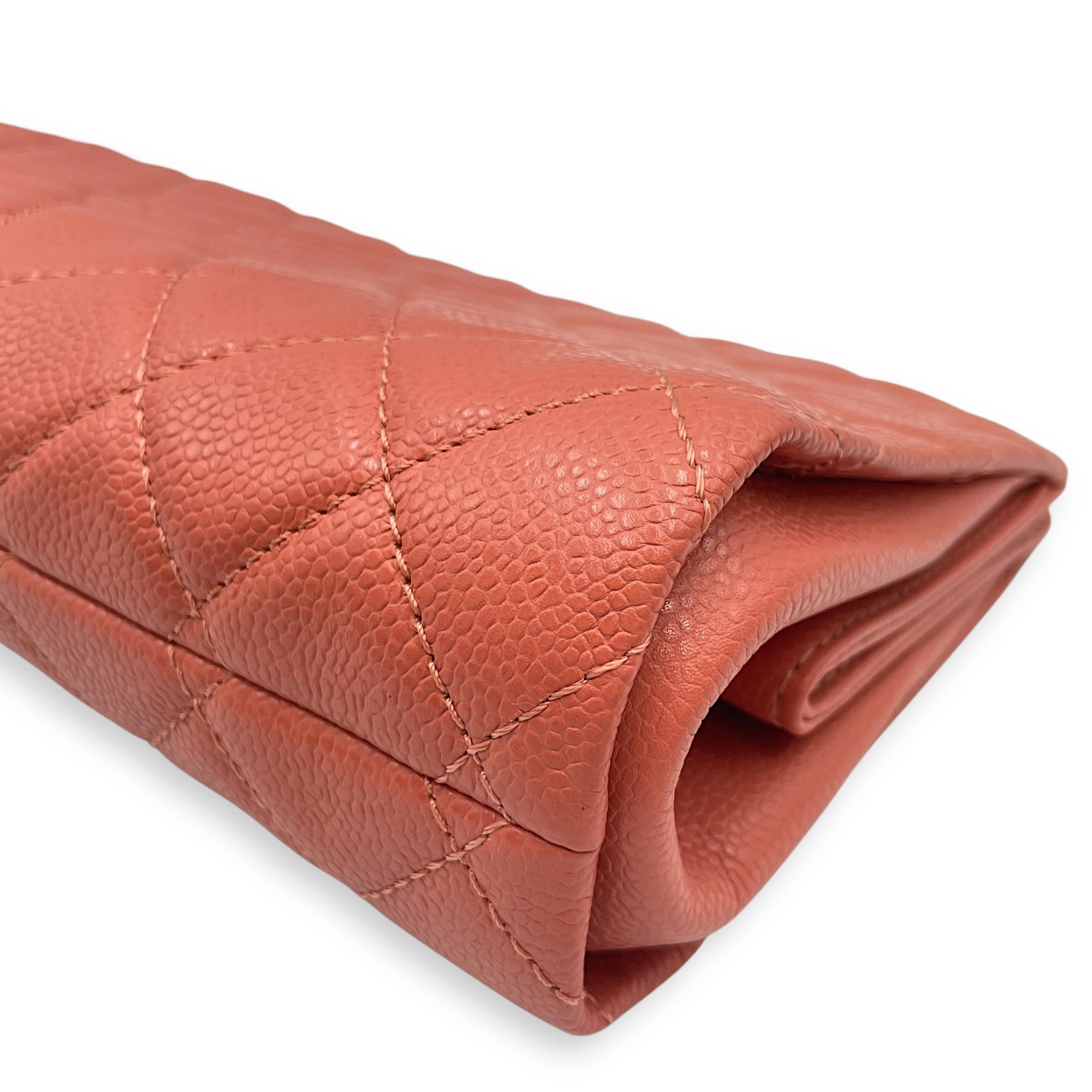Quilted Timeless CC Pink Clutch in Caviar Leather, Silver hardware