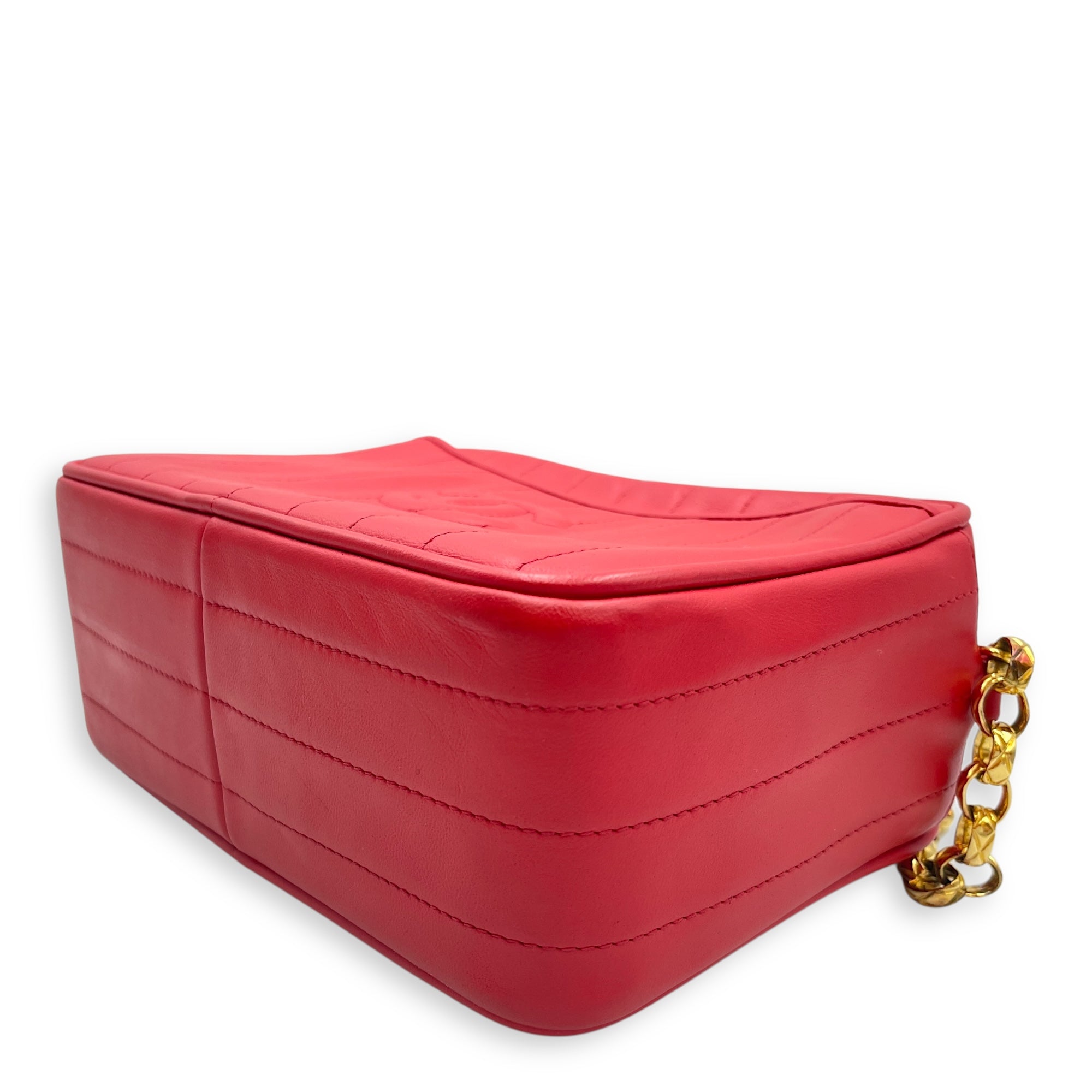 Vintage Mademoiselle Chain Chilli Red Shoulder Bag in Lambskin Gold hardware CL2508-14982 7