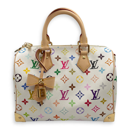 LV x TM Speedy  25cm White Shoulder Bag in Canvas Gold hardware CL2508-14954 1