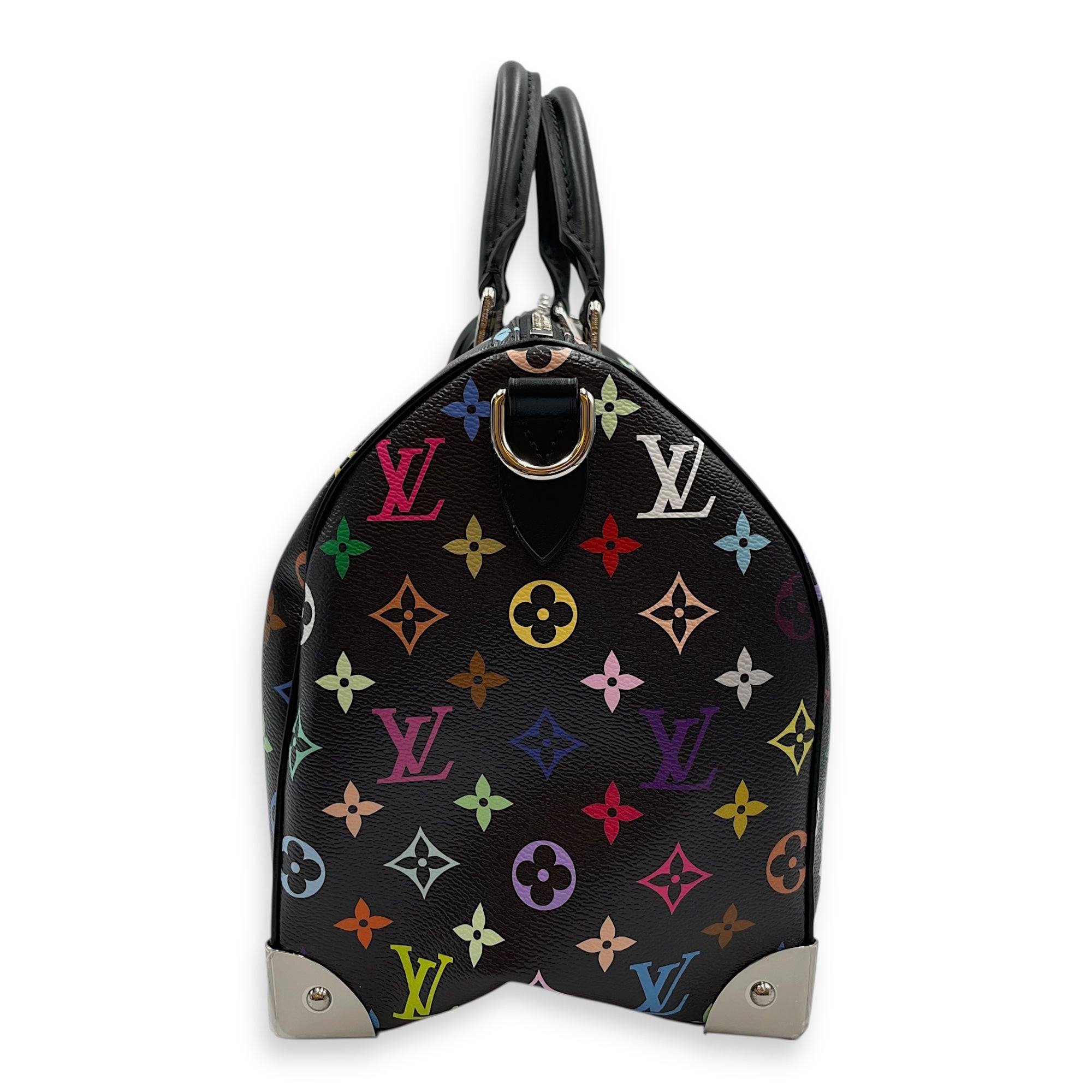 LV x TM Speedy 30cm Black Shoulder Bag in Canvas, Silver hardware