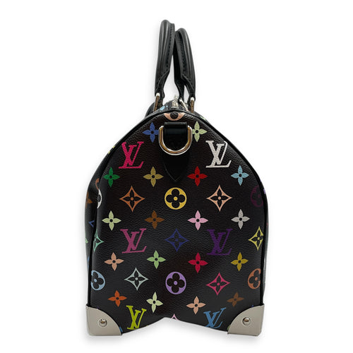 LV x TM Speedy 30cm Black Shoulder Bag in Canvas, Silver hardware